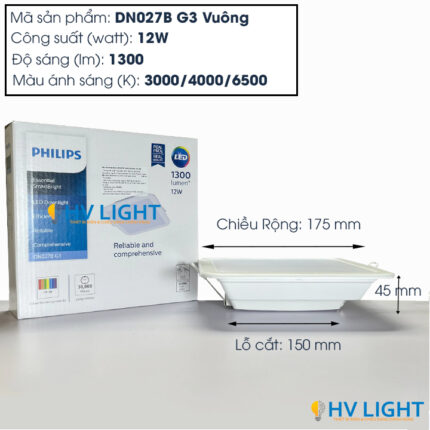 den LED am tran Vuong 12W Philips DN027B G3 LED12 L150