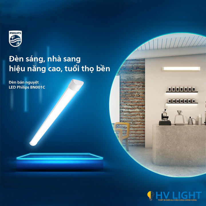 Đèn bán nguyệt Philips 1m2 LED BN001C 40W chinh hang