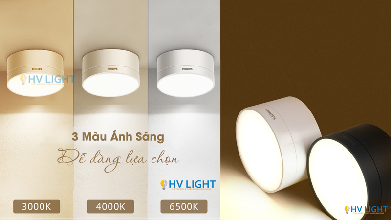 Đèn ốp trần phòng khách chung cư hiện đại Philips DL212 vỏ Trắng Đen