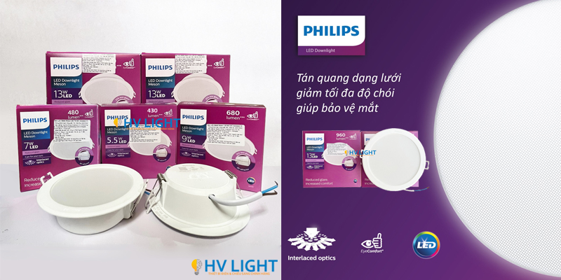 Mẫu đèn âm trần Philips Meson IO chống chói dùng cho căn hộ
