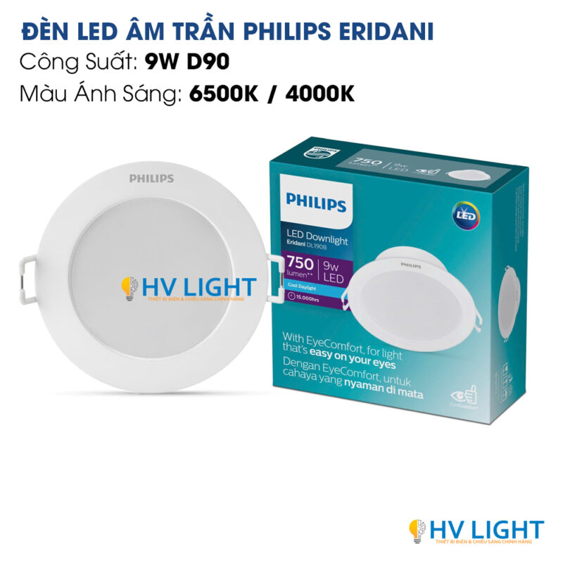 Đèn led âm trần 9W Philips ERIDANI DL190B LED7 D90