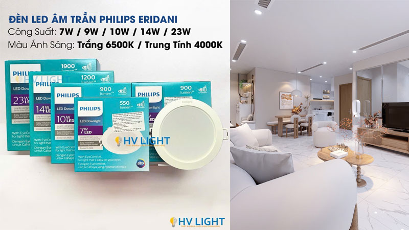 Đèn LED âm trần Philips Eridani DL190B – Chất lượng sáng cao, giá tốt cho mọi không gian