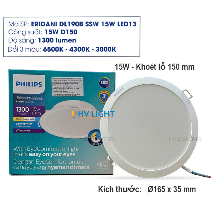 philips-eridani-15w-d200_hvlighting Đèn LED âm trần Đổi Màu 15W D150 Philips Eridani DL190B SSW