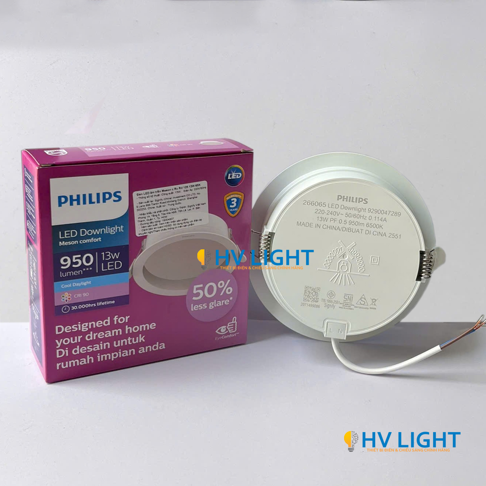 Đèn LED âm trần chóa sâu Philips Meson Comfort – Giảm chói đến 50%, CRI ≥90