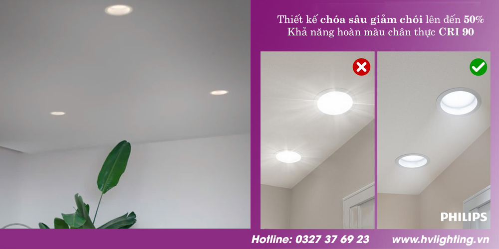 Đèn LED âm trần Chóa Sâu Philips Meson Comfort giảm chói dùng cho nhà ở, văn phòng